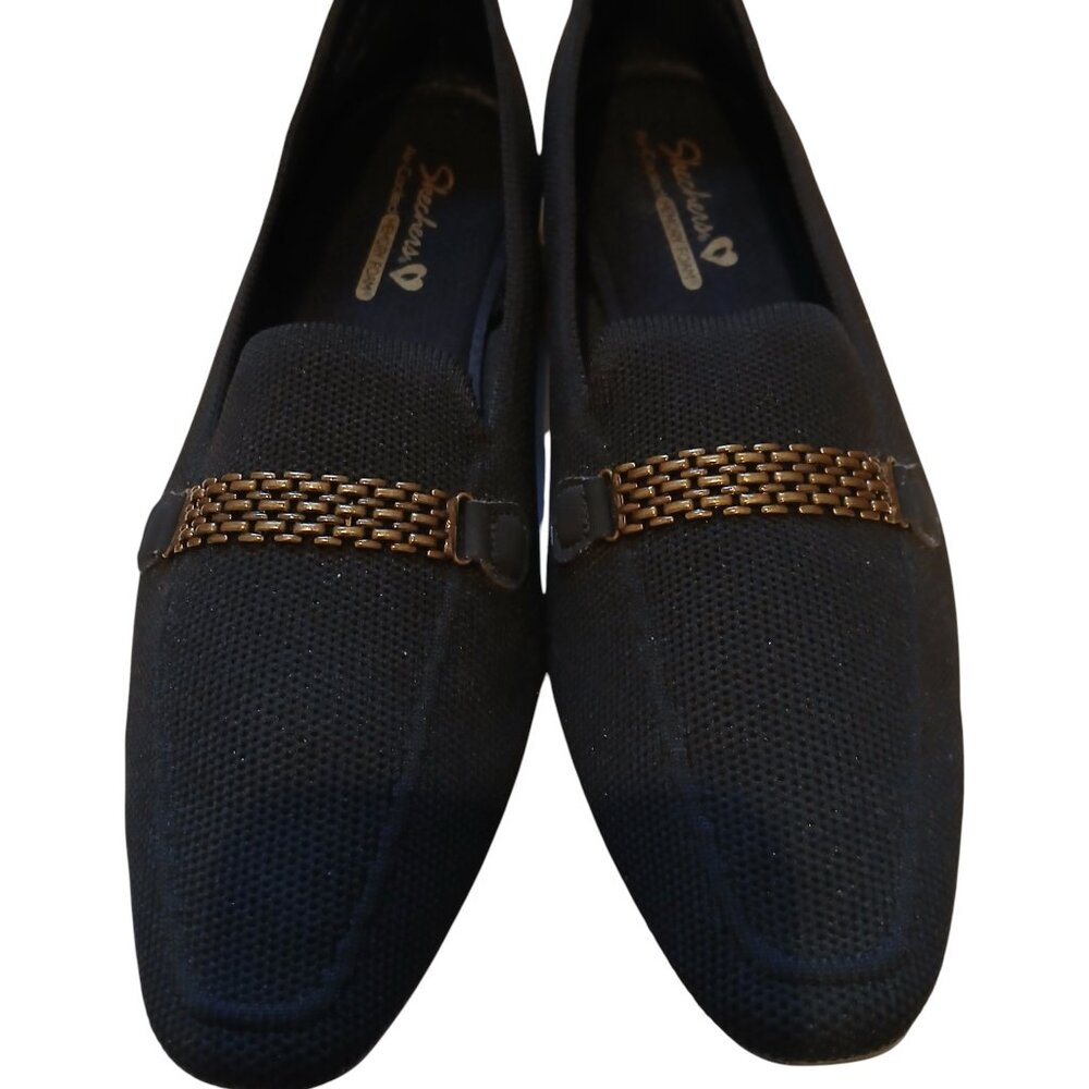 SKECHERS Black Loafers with Brass Chain Detail 8M - Picture 2 of 8